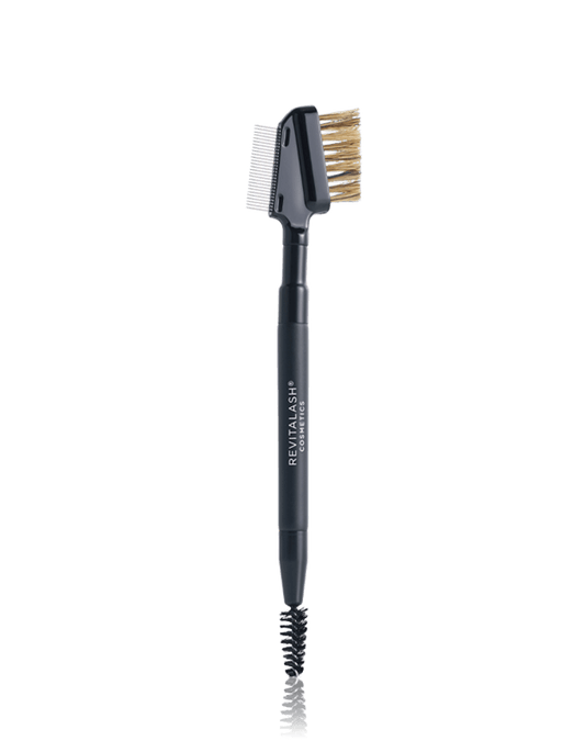 Two-in-one brush with bristle and wire bristle heads on a black background