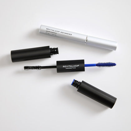 Revitalash mascara with packaging on a white background